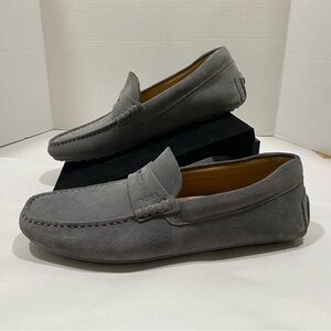NEW BOSS-HUGO BOSS, Suede, “Driver”Loafers, Gray Penny Moccasin, Made in Europe